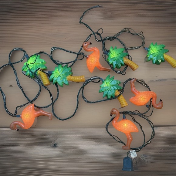 Noma Other - Noma 7 Blow Mold Plastic Palm Tree Flamingo Patio RV Camping Tiki String Lights